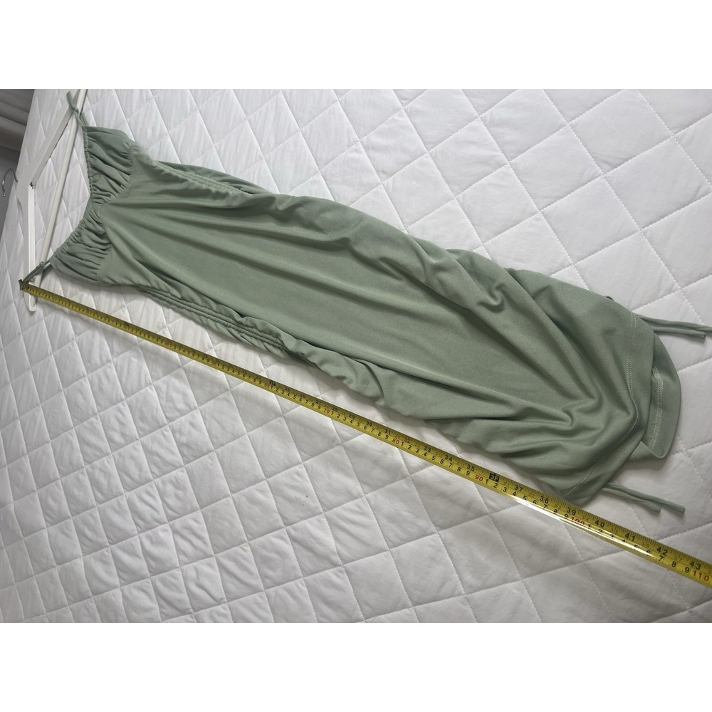 Princess Polly Sage Green Ruched Midi Dress Coquette Y2K Bodycon Summer Sz US 4 - Picture 6 of 9